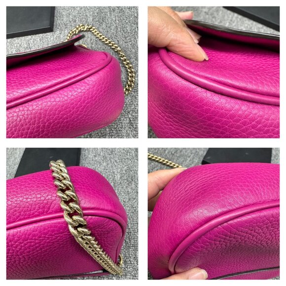 GUCCI Soho Chain Pink Leather Shoulder Bag 599-081125 - Picture 6 of 14